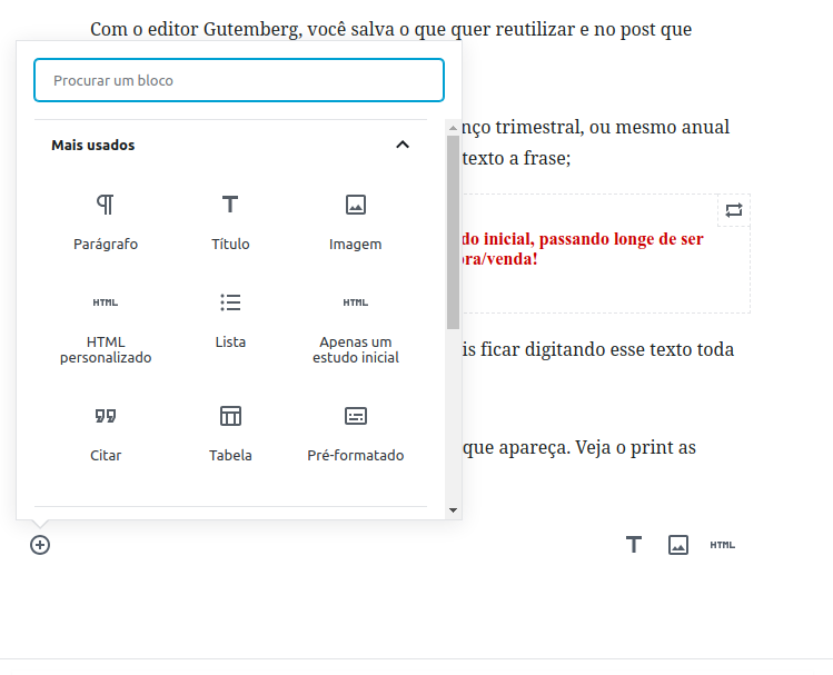 Exemplo editor Gutemberg